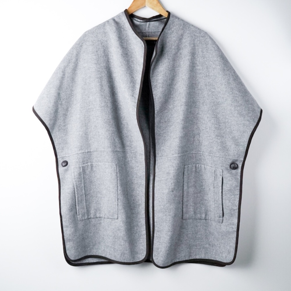 ZARA WOMAN Handmade Wool Blend Poncho Cape Size M